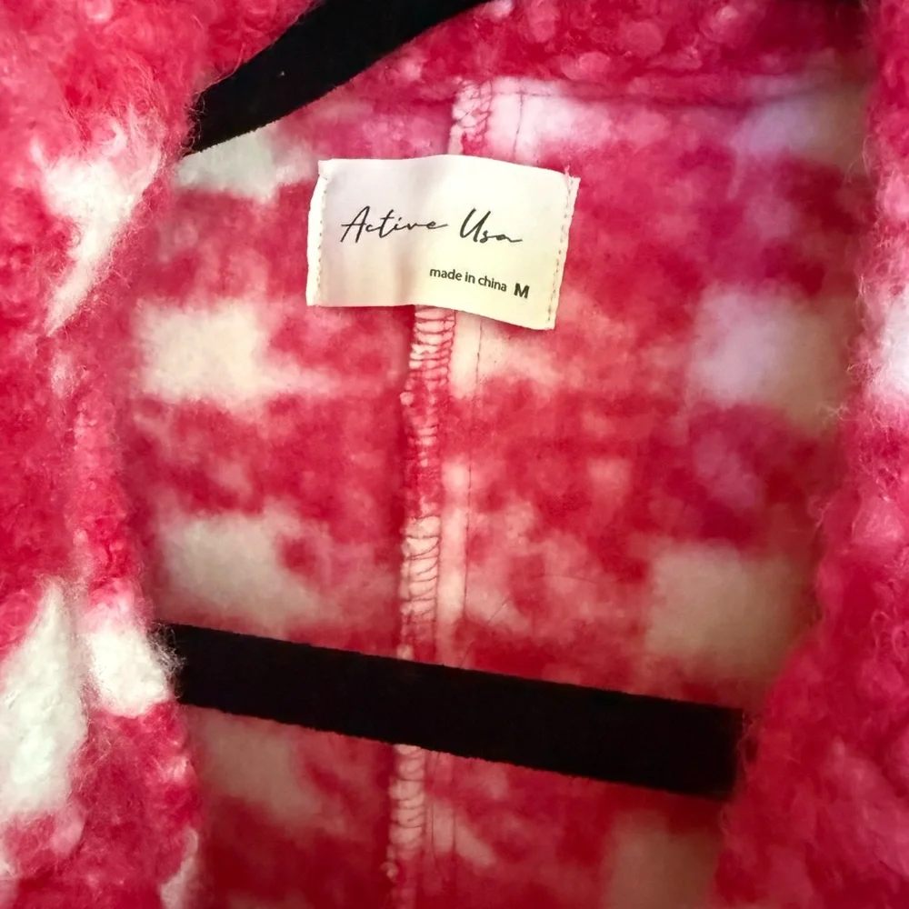 DOUBLE BREASTED CHECK PRINT BOUCLE FLEECE COAT - Picture 7 of 7